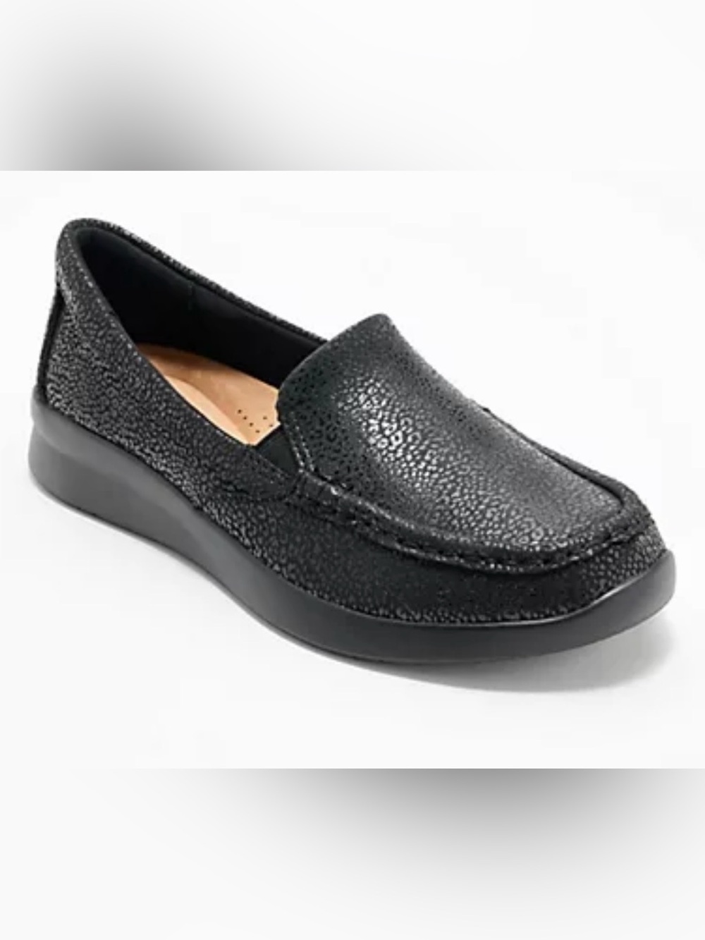 Clarks Collection Women's Cheetah Slip-Ons Ellowyn Lux Black 8 M comfort EUC